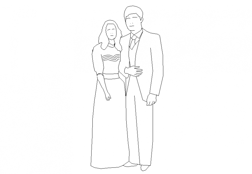 Couple people act blocks cad drawing details dwg file