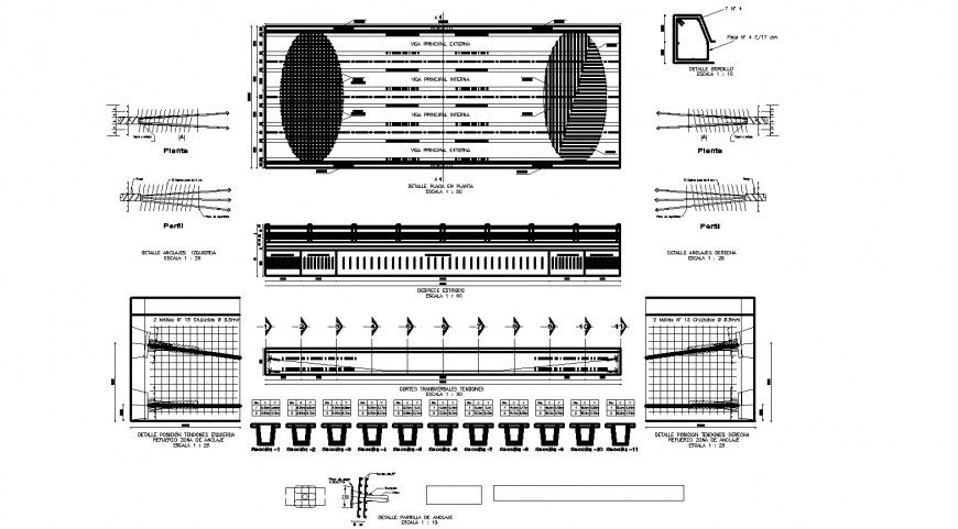 Court bridge construction detail drawing in dwg AutoCAD file.