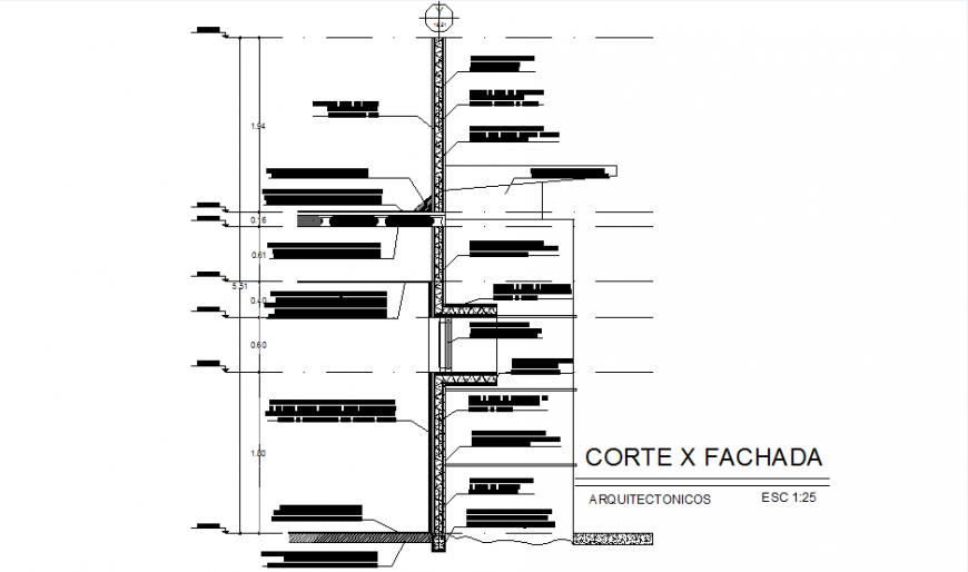 Court façade section plan