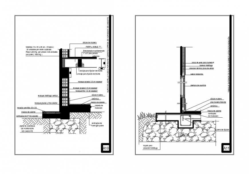 Courts building different types of wall foundation and ceiling structure details dwg file