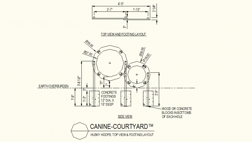 Courtyard round shape detail elevation dwg file