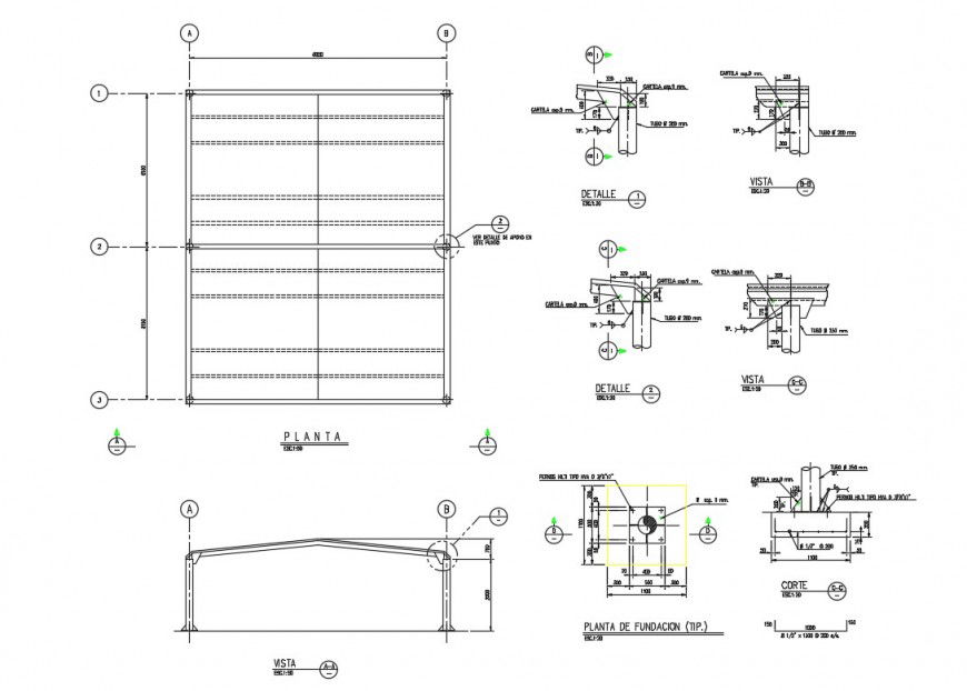 Cover and foundation plan cad drawing details dwg file