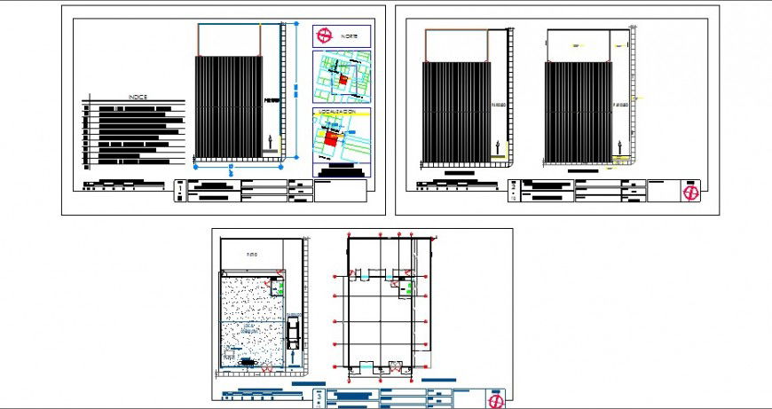 Cover plan, framing plan and structure details of commercial store dwg file