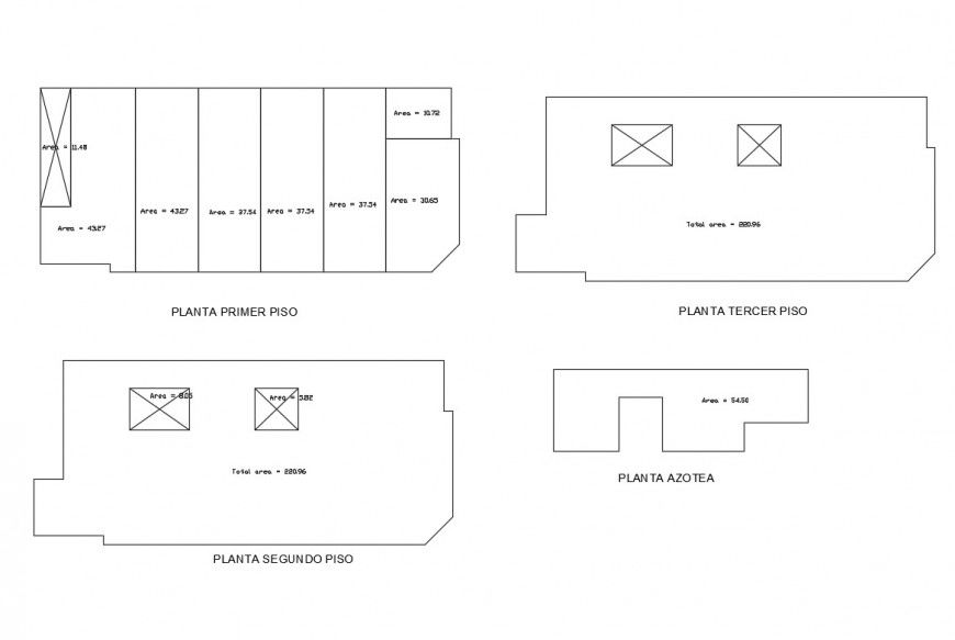 Cover plan and area details of first, second, third and fourth floor of hotel dwg file