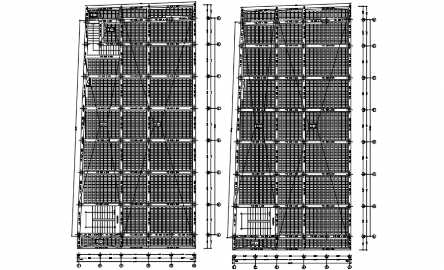 Cover plan details of two floors of shopping center building dwg file