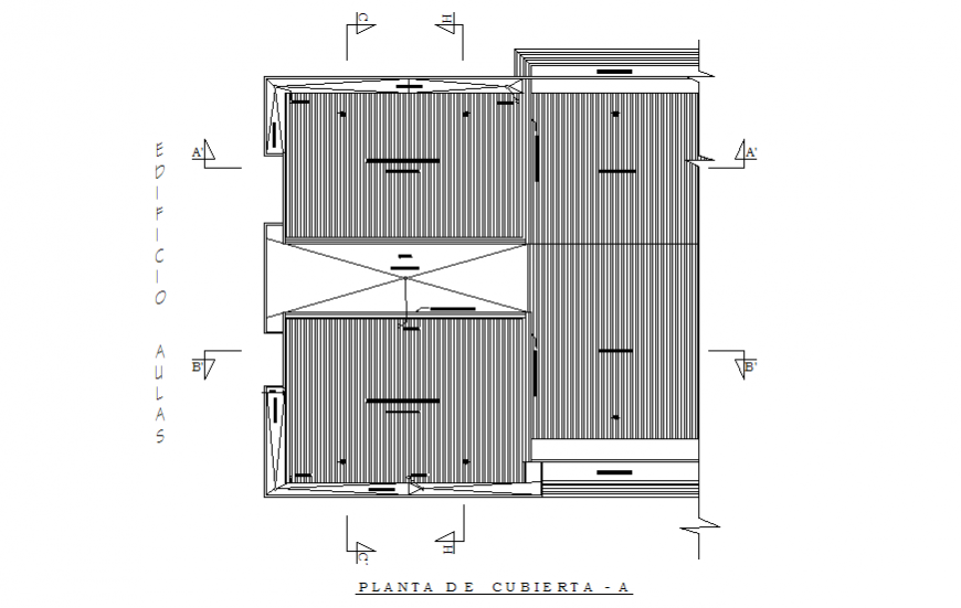 Cover plan structure details of school floor dwg file