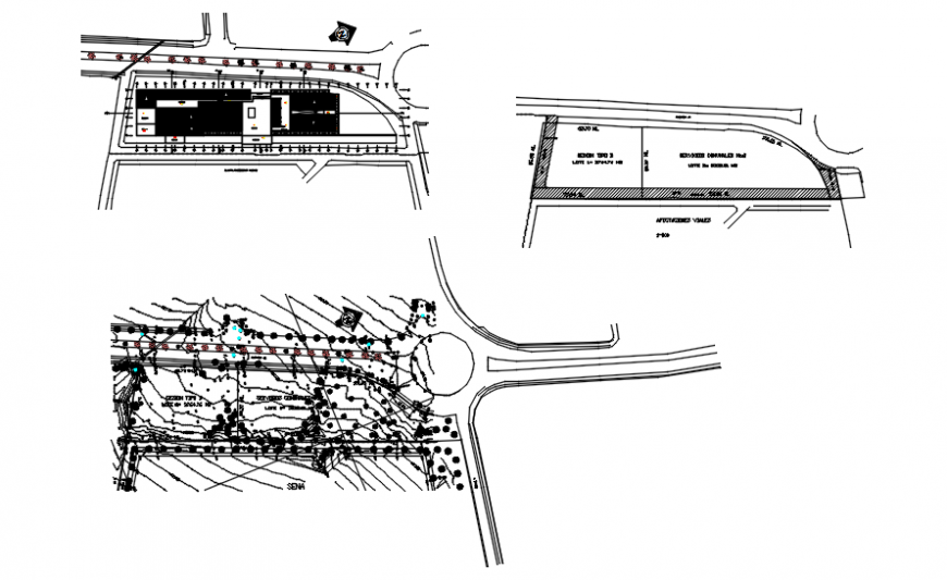 Cover plan with elevation and section of maternity hospital in auto cad file