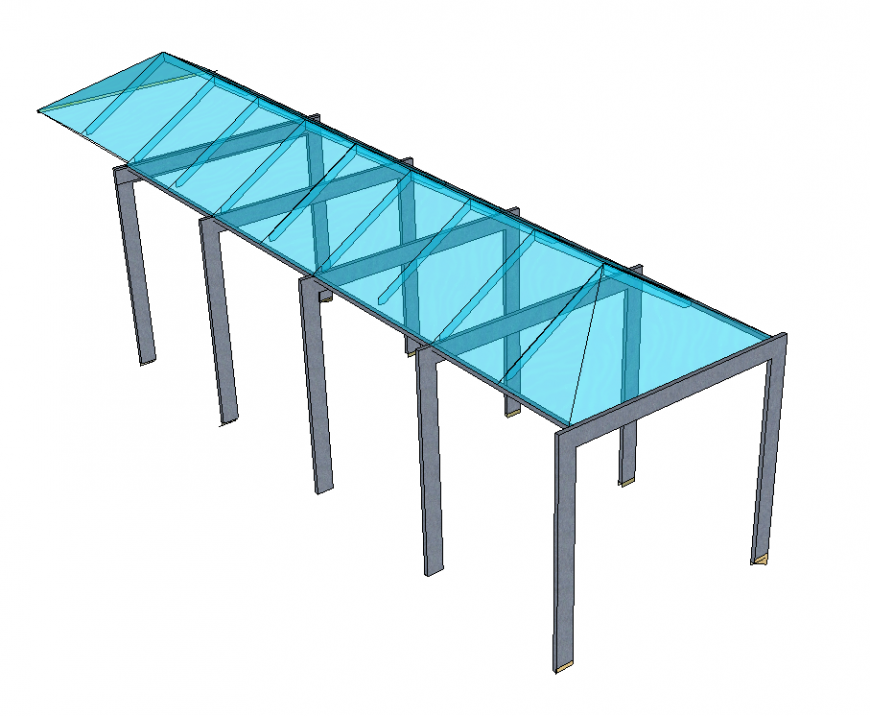 Covered canopy detail 3d model elevation Sketch-up file