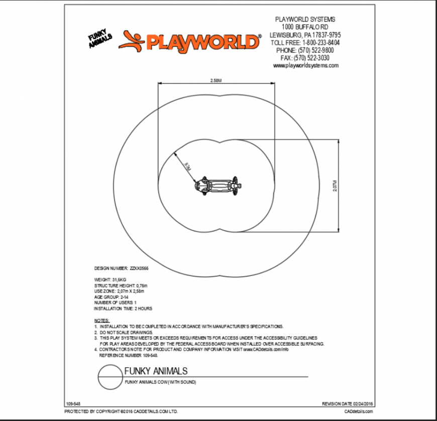 Cow funky animal with sound garden play equipment details dwg file