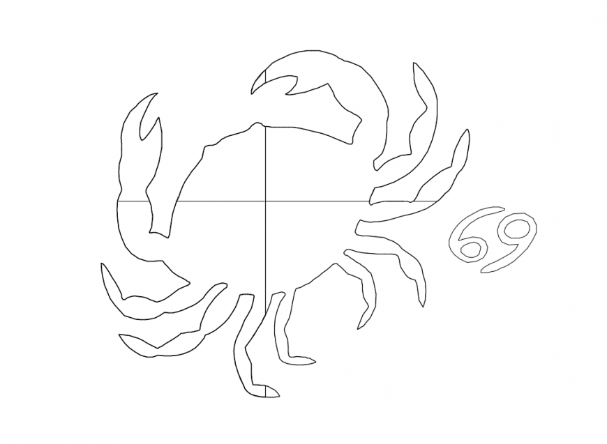 Crab sea animal top view cad blocks design dwg file