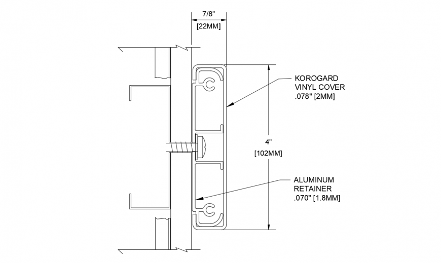 Crash rail section cad drawing details dwg file