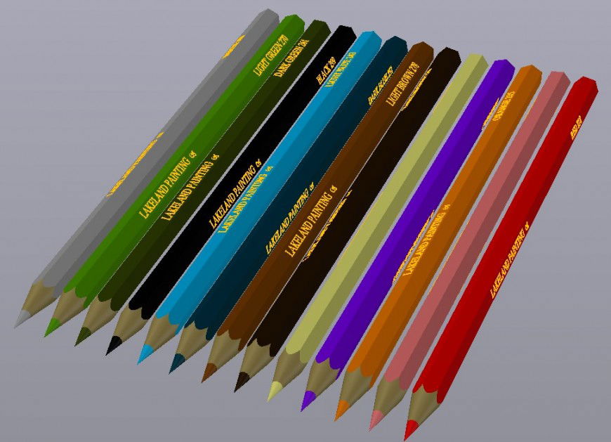 Crayons details 3d model CAD design drawings in AutoCAD file