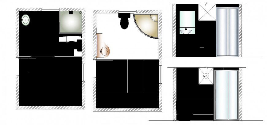 Creative 3d elevation and plan with sanitary installation cad drawing details dwg file