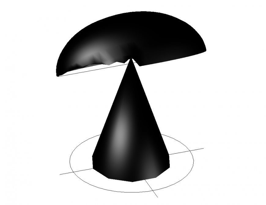 Creative 3d elevation front view desk lamp model dwg file