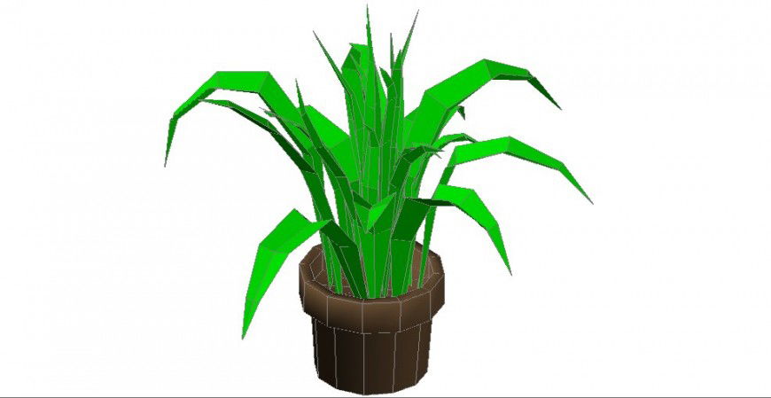 Creative 3d plant elevation block with pot cad drawing details dwg file