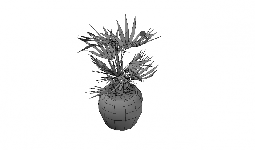 Creative 3d potted tree plant elevation block drawing details dwg file