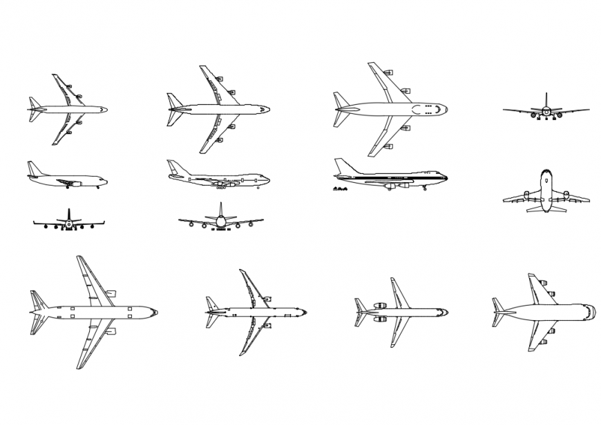 Creative airplane blocks cad drawing details dwg file