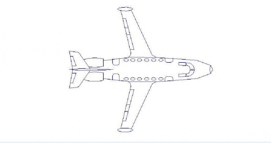 Creative airplane top view elevation block cad drawing details dwg file
