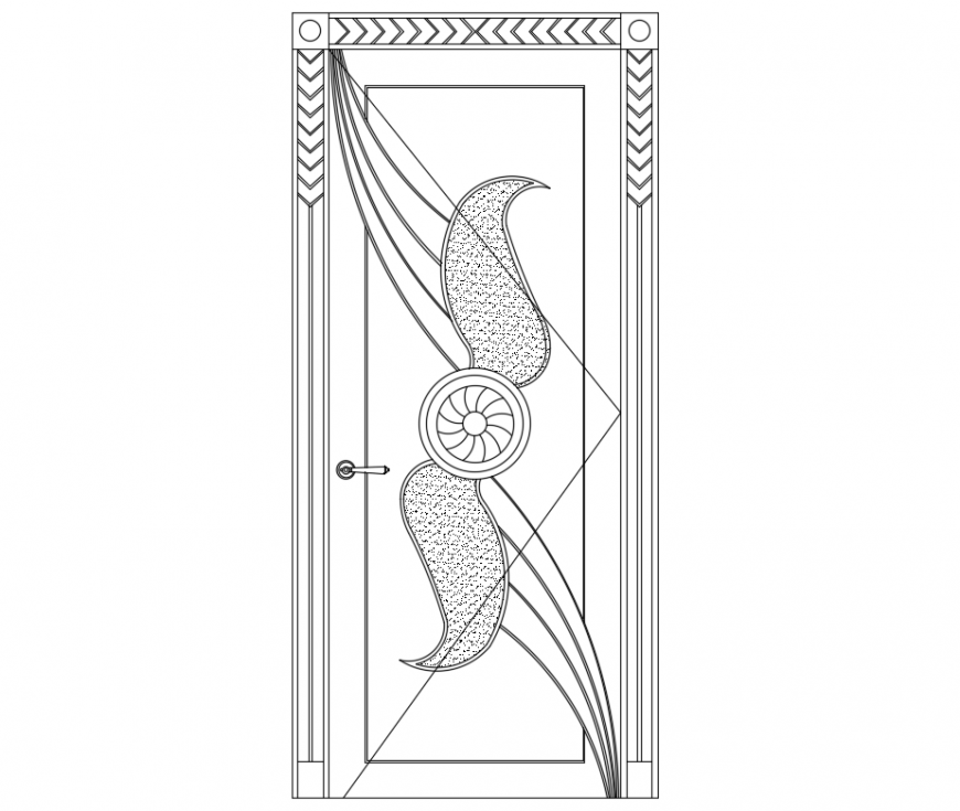 Creative art door front elevation cad block design dwg file