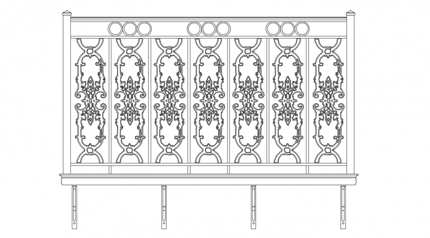 Creative balcony elevation block cad drawing details dwg file