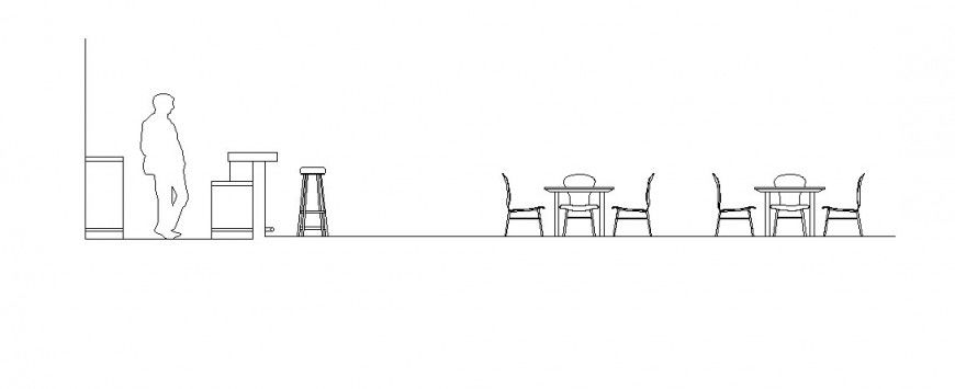 Creative bar reception and furniture blocks cad drawing details dwg file