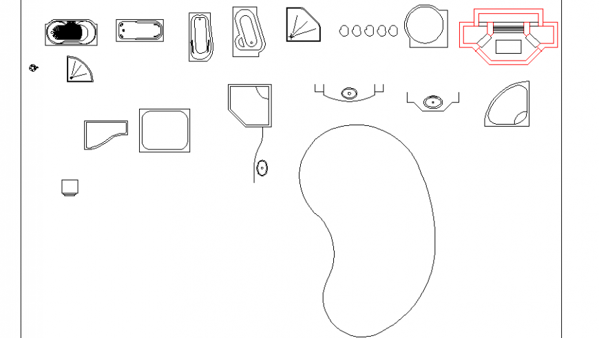 Creative bathroom and sanitary blocks cad drawing details dwg file
