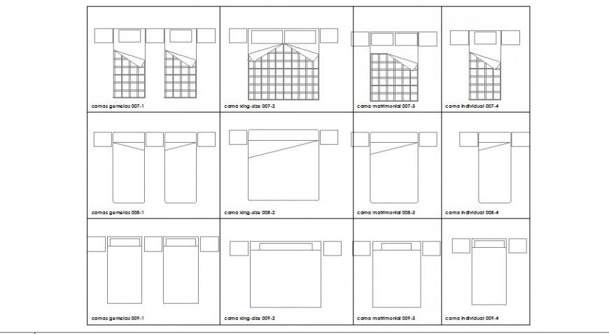 Creative bedroom bed elevation 2d blocks drawing details dwg file