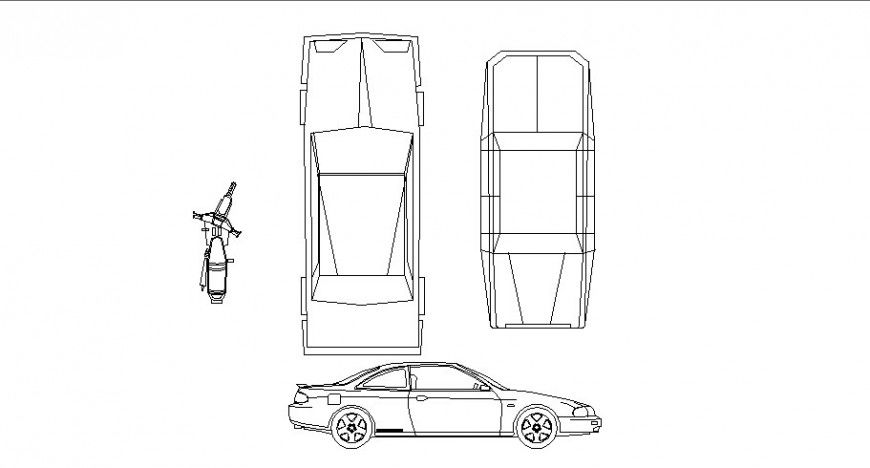 Creative car and scooter elevation blocks cad drawing details dwg file