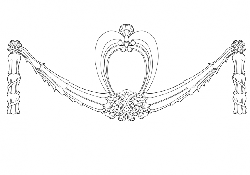 Creative carved cad block front view design dwg file