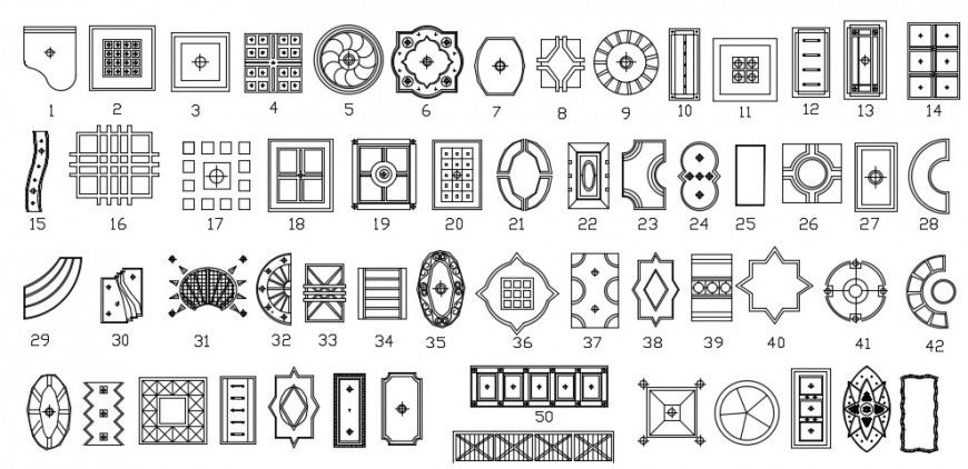 Creative ceiling plan design blocks cad drawing details dwg file