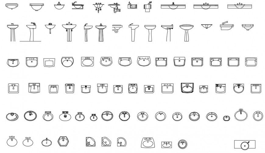 Creative ceramic sink elevation blocks drawing details dwg file