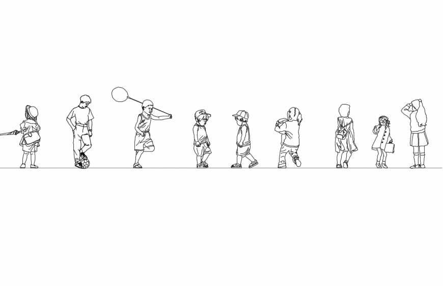 Creative children act playing cad drawing details dwg file