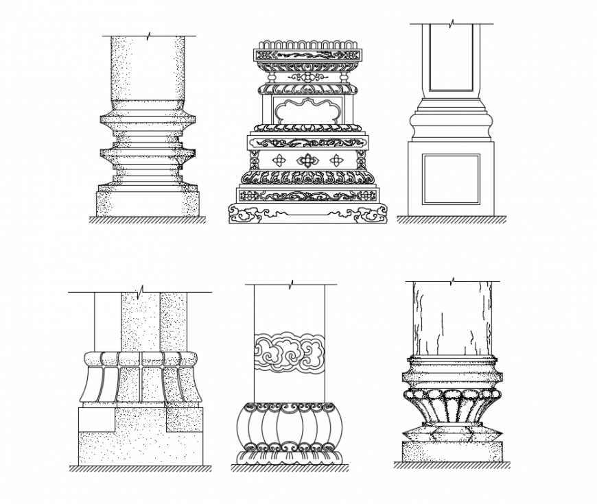 Creative Chinese column cad blocks details dwg file