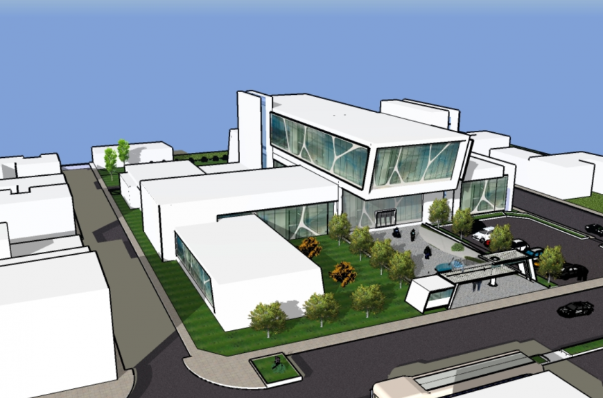 Creative city hospital multi-level 3d building model cad drawing details jpg file