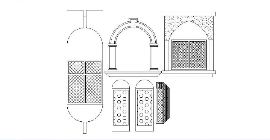Creative classic window elevation blocks cad drawing details dwg file