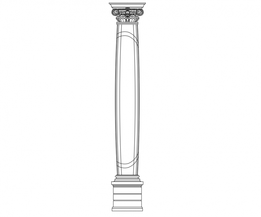 Creative column front view cad block details dwg file