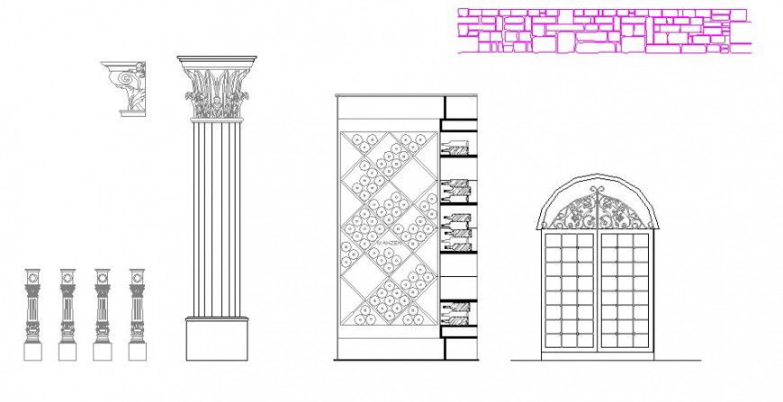 Creative columns and interior blocks cad drawing details dwg file