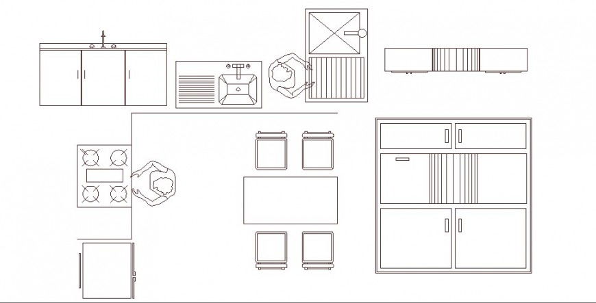 Creative common kitchen furniture blocks cad drawing details dwg file