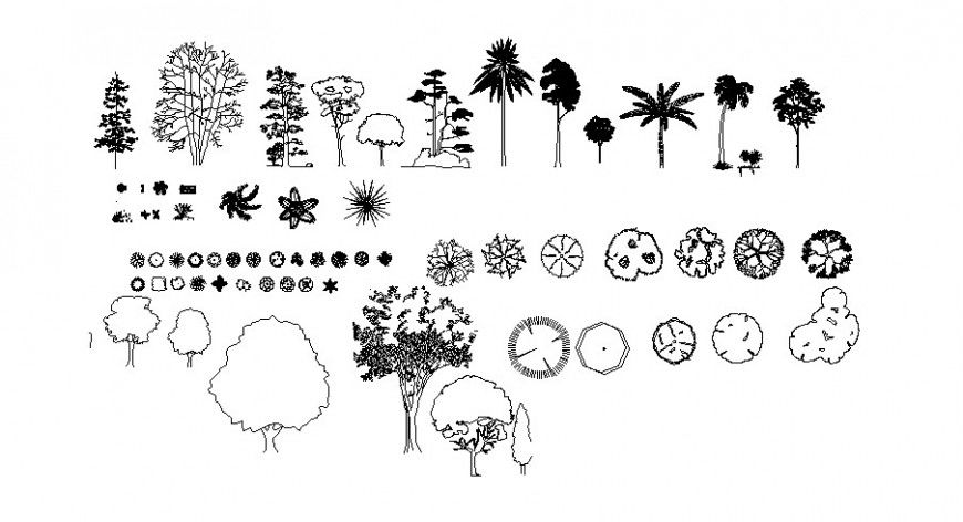 Creative common tree and plant elevation blocks cad drawing details dwg file