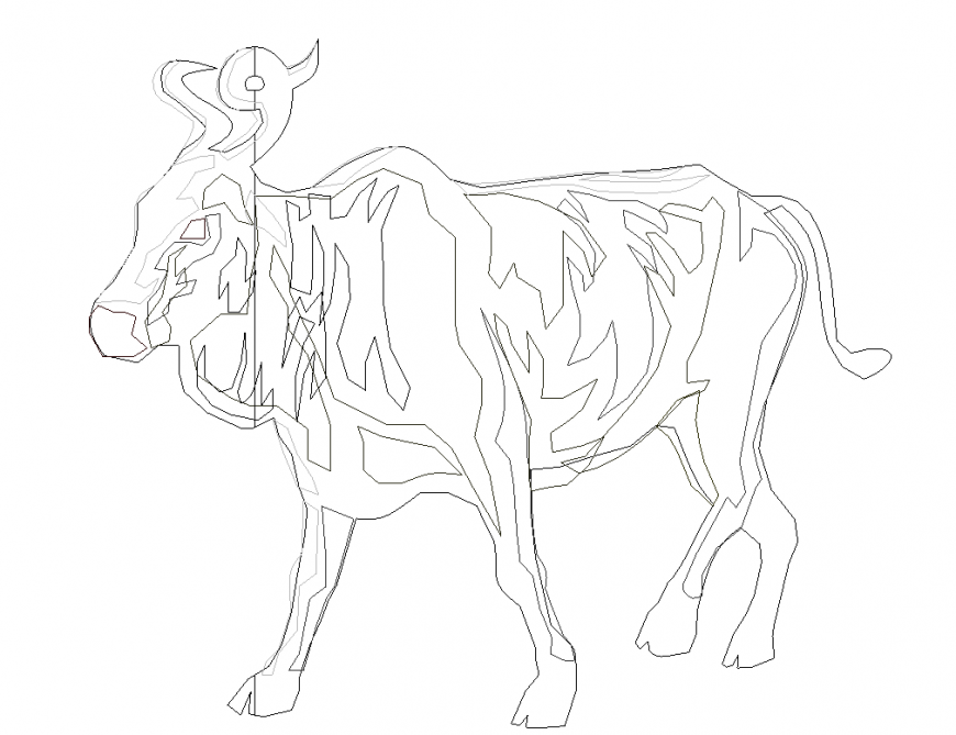 Creative cow side view elevation cad block design dwg file