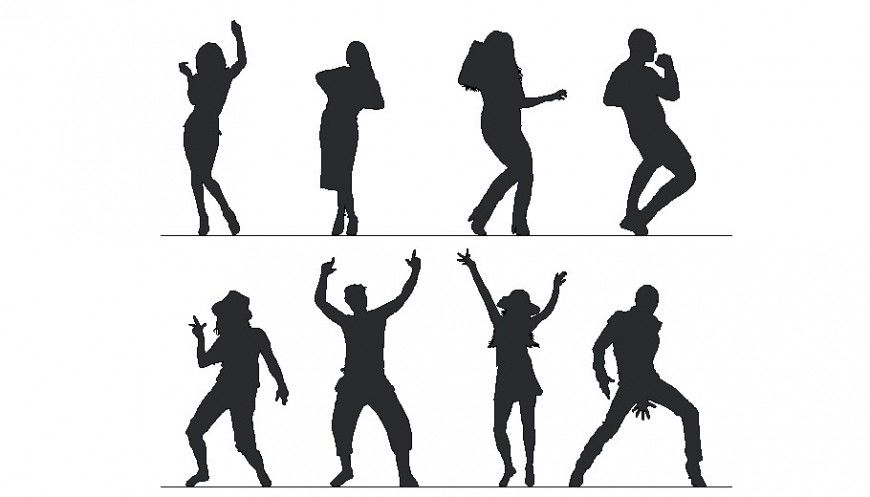 Creative dancing people blocks cad drawing details dwg file
