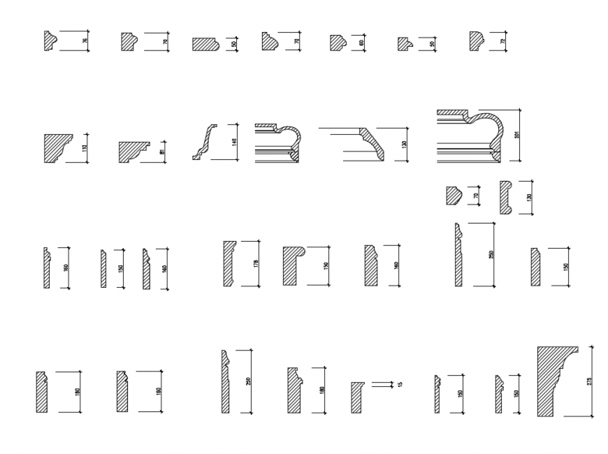 Creative decorative cornices set cad blocks design dwg file