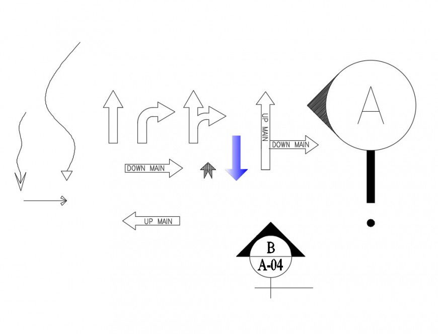 Creative direction block symbols cad drawing details dwg file