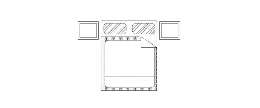 Creative double bed top view 2d elevation block details dwg file