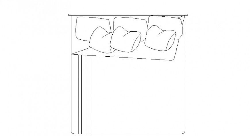 Creative Double Bed Top View Elevation DWG File CAD Drawing