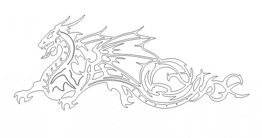 Creative dragon 2d elevation block cad drawing details dwg file