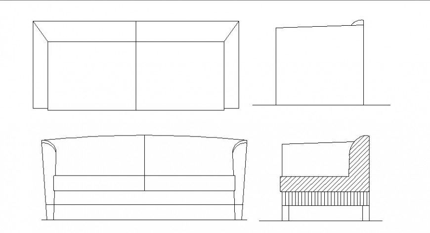Creative Drawing Room Sofa Section CAD Block DWG file