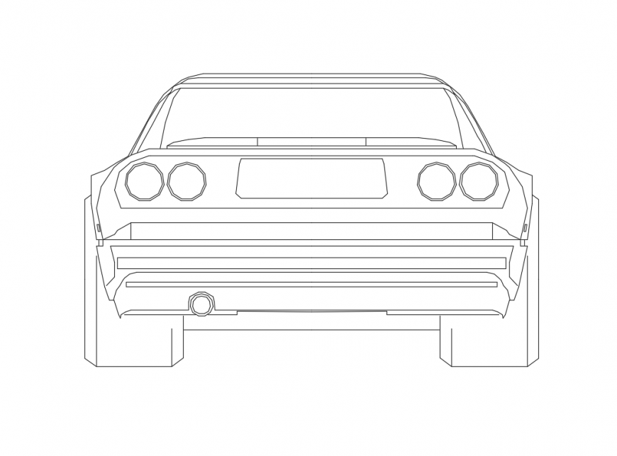 Creative family car front view cad block design dwg file