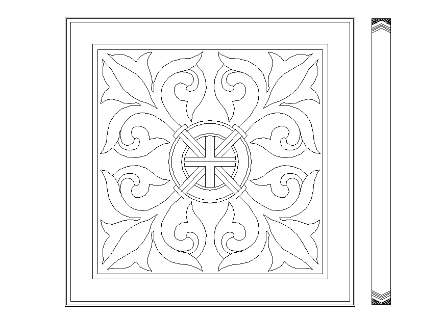 Creative floral pattern tile block cad drawing details dwg file