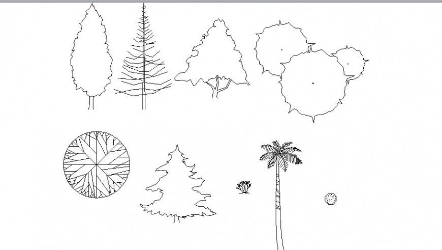 Creative garden tree and plants elevation blocks details dwg file